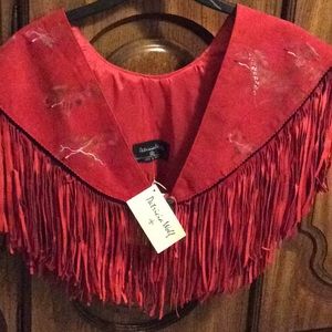 Red Suede Fringed Collar
